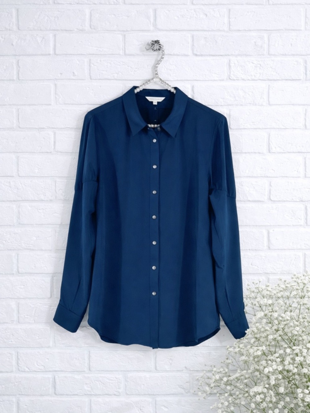 Veronika Maine Teal Jewel Tone Button Down Button Size S